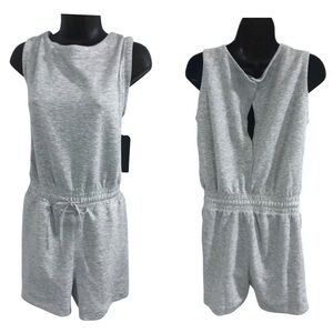 Heather Grey sweatshirt style scuba back cutout sleeveless romper size large new